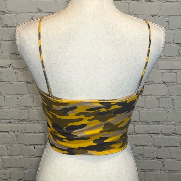 FASHION NOVA "Alana" Yellow Camo Cropped Top-Medium - Picture 2 of 2